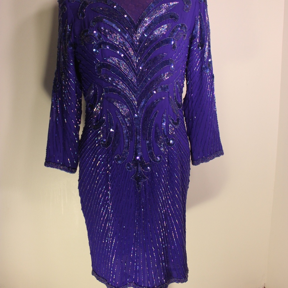 Vintage Beaded Blue Dress
